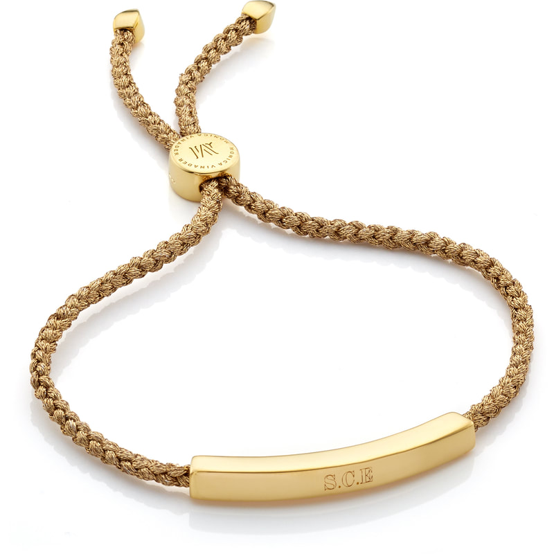 MONICA VINADER Fiji friendship bracelet 18K rose gold vermeil mauve rope |  eBay