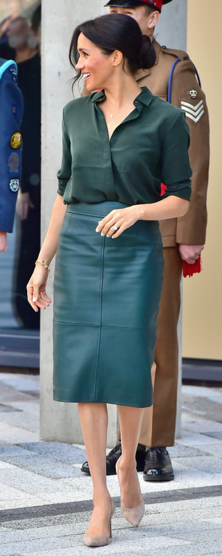 Hugo Boss Selrita Green Lambskin-Leather Pencil Skirt with