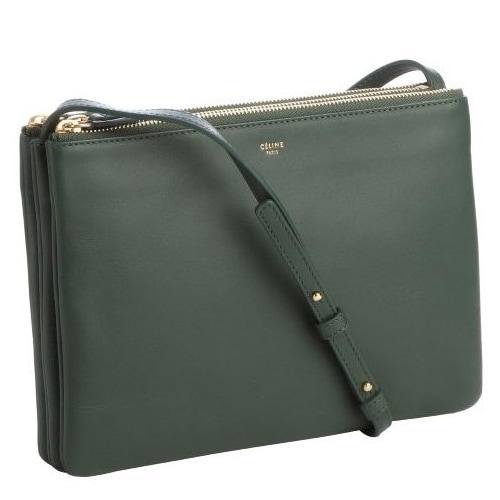 Celine Trio Crossbody Bag Leather Small Green 2195341