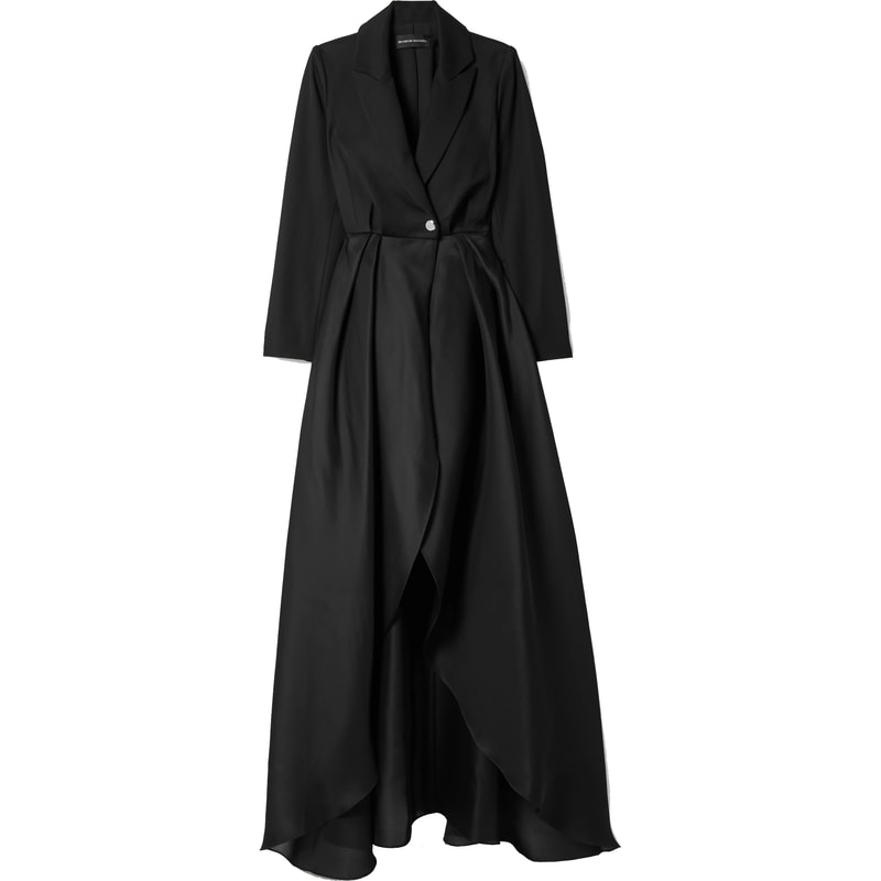 Brandon Maxwell Black Wool Satin Faille Jacket Dress - Meghan