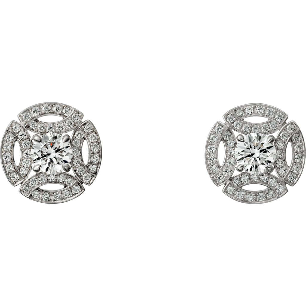 cartier round diamond earrings