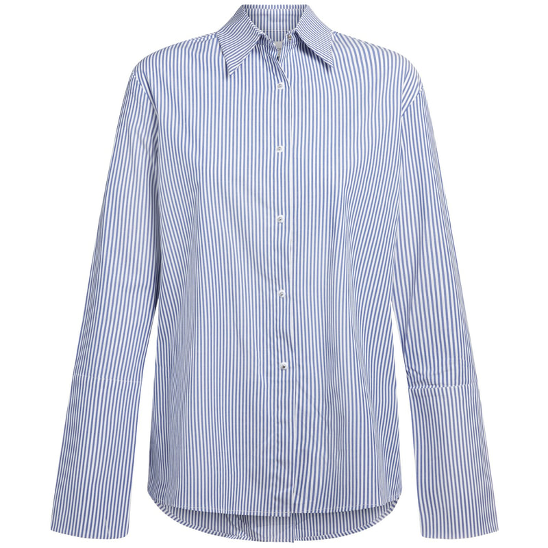 WNU Sky Blue & White Stripe Linen Shirt - Meghan Markle's Tops
