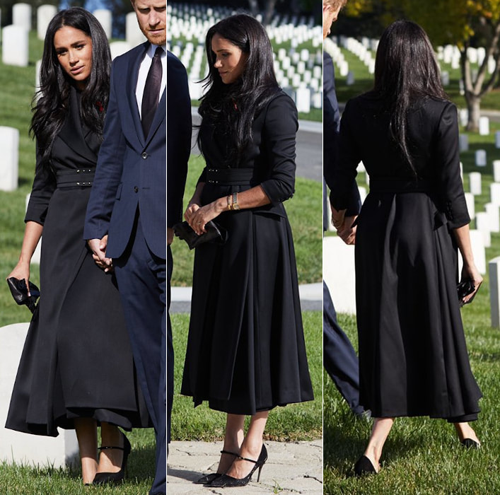 Meghan looks sombre in black Brandon Maxwell coat for Remembrance Sunday  tribute in L.A. - Meghan's Fashion