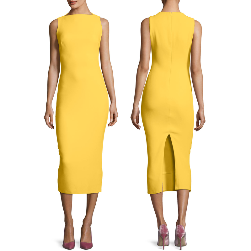Brandon Maxwell Yellow Crepe Midi Dress - Meghan Markle Dresses