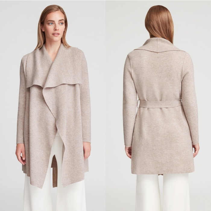 Cuyana Beige Wool Cashmere Short Wrap Coat - Meghan Markle's Coats -  Meghan's Fashion