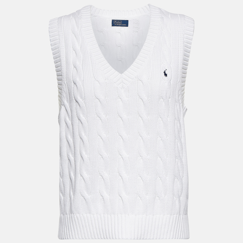 Polo Ralph Lauren Cable-Knit Cotton Sweater Vest in White - Meghan