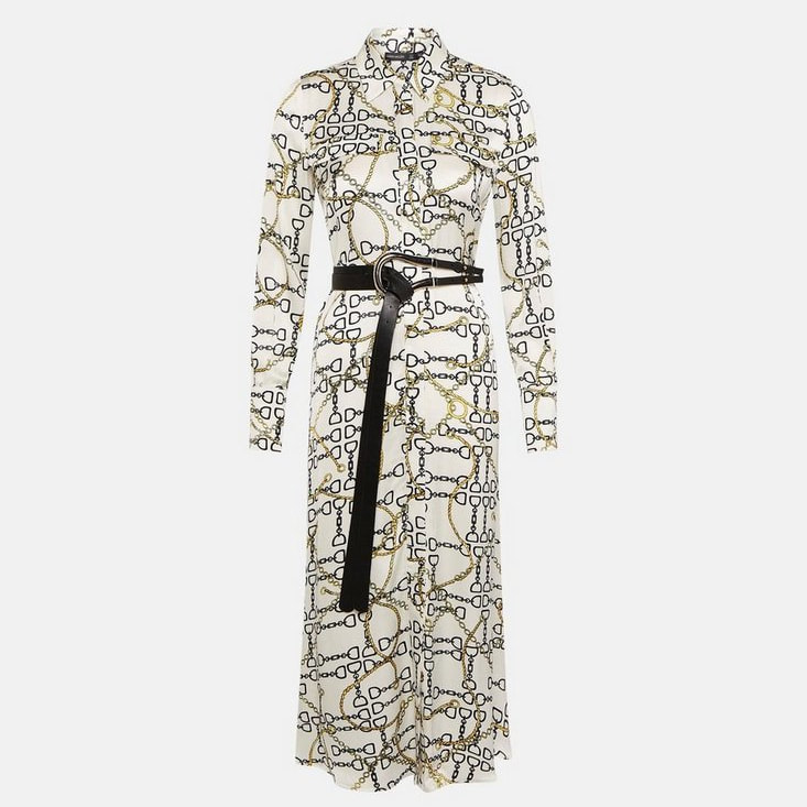 Victoria Beckham Chain Link Print Midi Dress - Meghan Markle