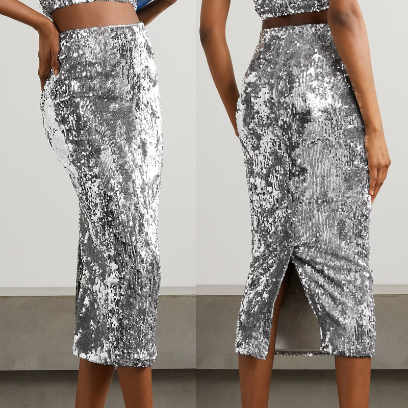 SPRWN Silver Sequin Tube Skirt - Meghan Markle's Skirts - Meghan's Fashion