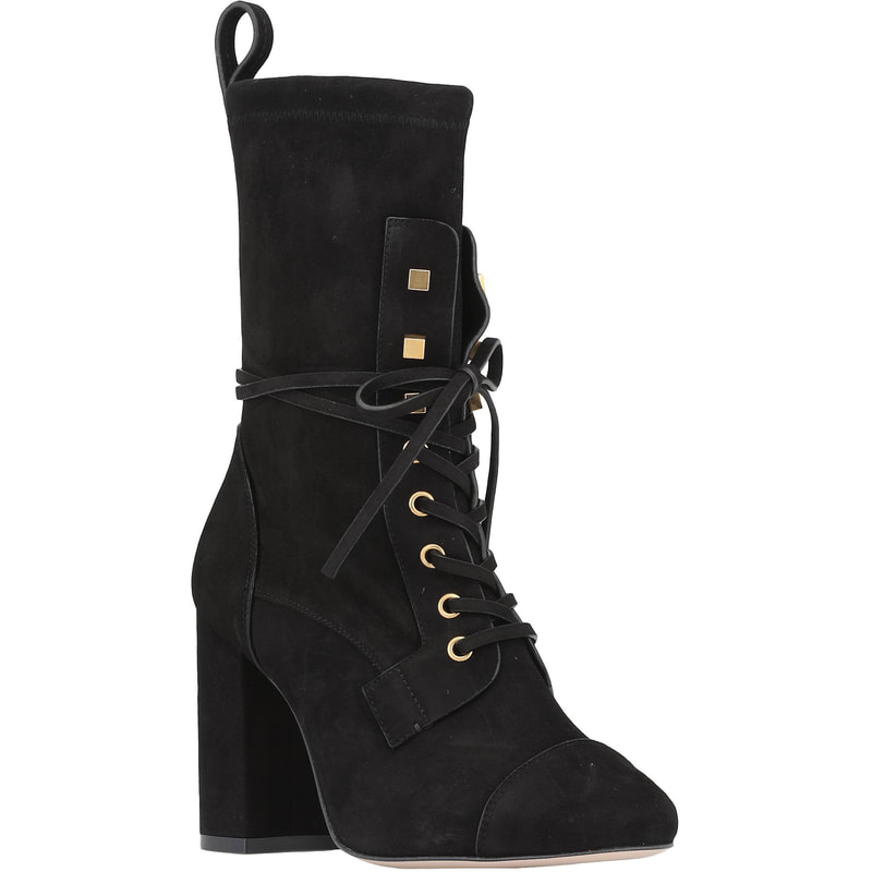 black suede lace up booties